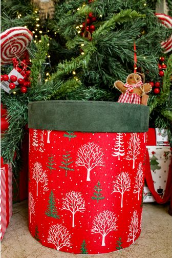 Caixa de Presente Veludo Vermelha e Verde Natal M -2-